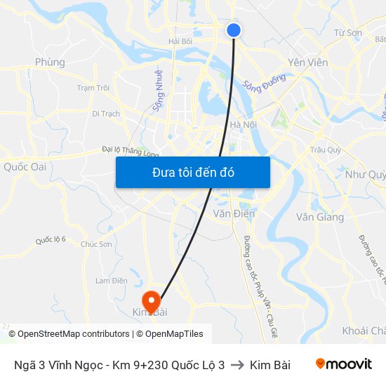 Ngã 3 Vĩnh Ngọc - Km 9+230 Quốc Lộ 3 to Kim Bài map