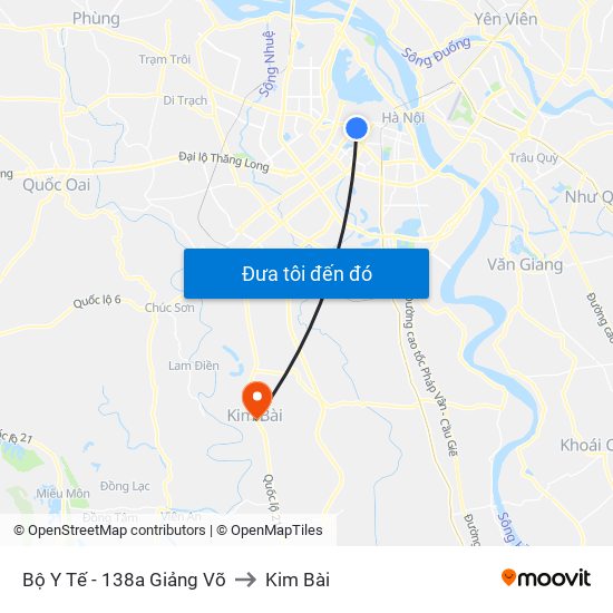 Bộ Y Tế - 138a Giảng Võ to Kim Bài map