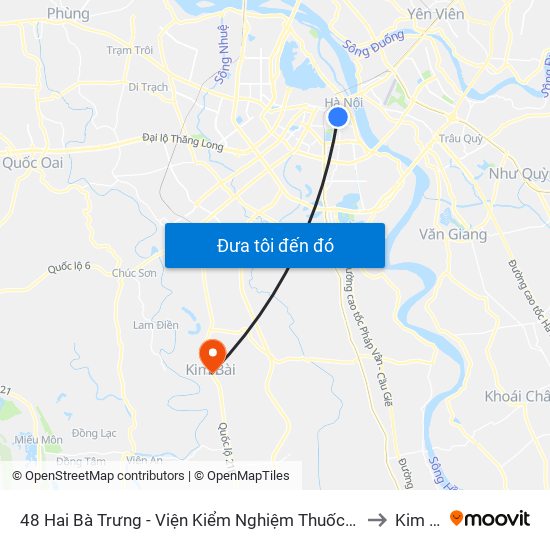 48 Hai Bà Trưng - Viện Kiểm Nghiệm Thuốc Trung Ương to Kim Bài map