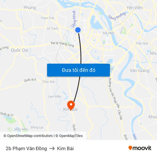 2b Phạm Văn Đồng to Kim Bài map