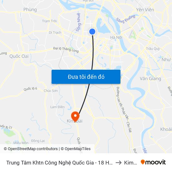 Trung Tâm Khtn Công Nghệ Quốc Gia - 18 Hoàng Quốc Việt to Kim Bài map