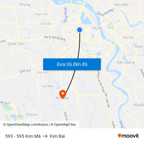 593 - 595 Kim Mã to Kim Bài map