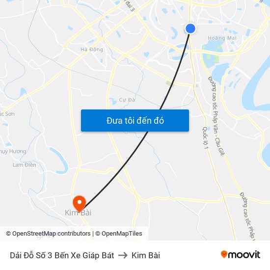 Dải Đỗ Số 3 Bến Xe Giáp Bát to Kim Bài map