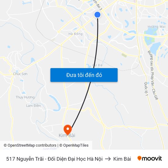 517 Nguyễn Trãi - Đối Diện Đại Học Hà Nội to Kim Bài map