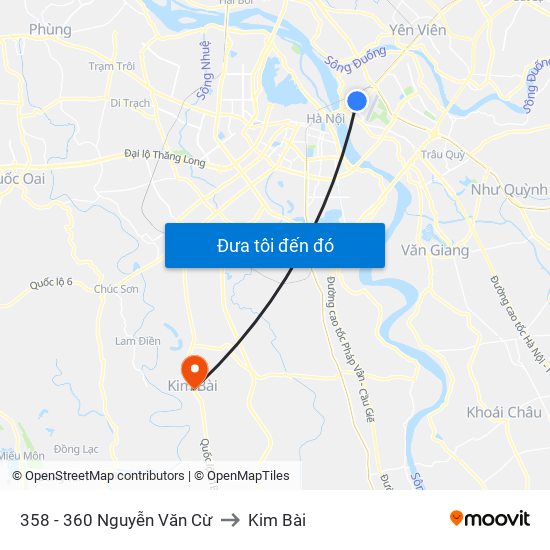 358 - 360 Nguyễn Văn Cừ to Kim Bài map