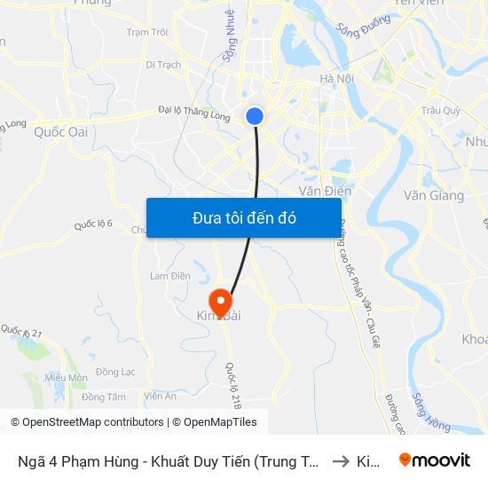 Ngã 4 Phạm Hùng - Khuất Duy Tiến (Trung Tâm Hội Nghị Quốc Gia) to Kim Bài map