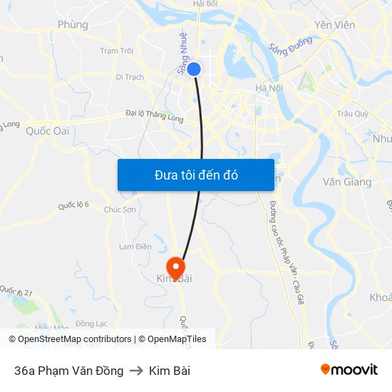 36a Phạm Văn Đồng to Kim Bài map