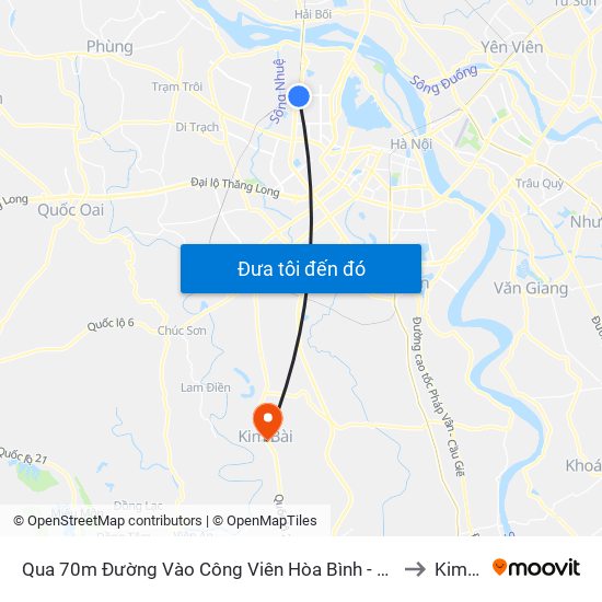 Qua 70m Đường Vào Công Viên Hòa Bình - Phạm Văn Đồng to Kim Bài map
