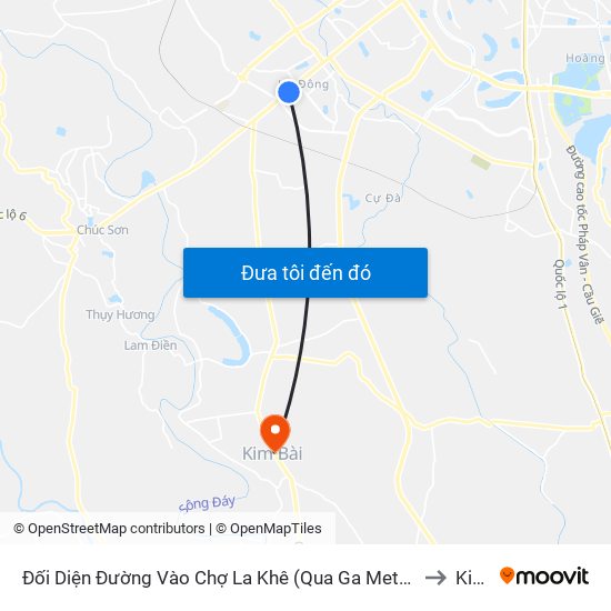 Đối Diện Đường Vào Chợ La Khê (Qua Ga Metro La Khê) - 405 Quang Trung (Hà Đông) to Kim Bài map