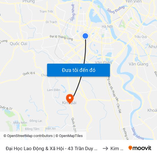 Đại Học Lao Động & Xã Hội - 43 Trần Duy Hưng to Kim Bài map