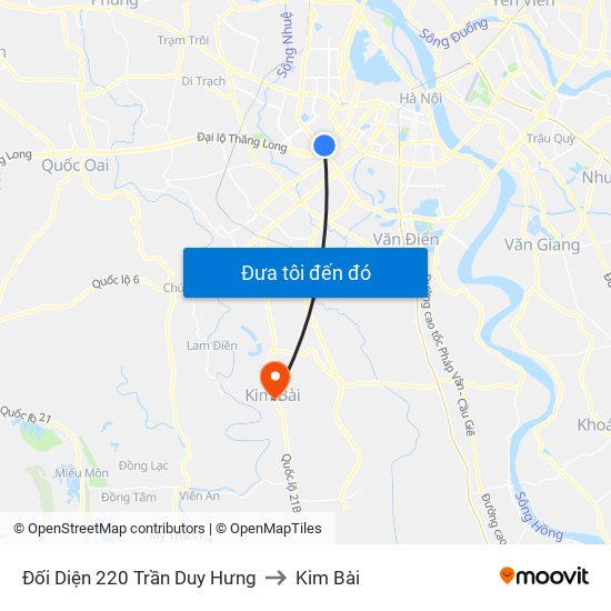 Đối Diện 220 Trần Duy Hưng to Kim Bài map