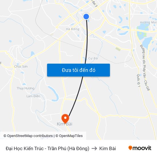 Đại Học Kiến Trúc - Trần Phú (Hà Đông) to Kim Bài map