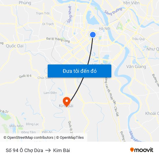 Số 94 Ô Chợ Dừa to Kim Bài map