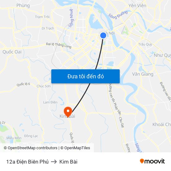 12a Điện Biên Phủ to Kim Bài map