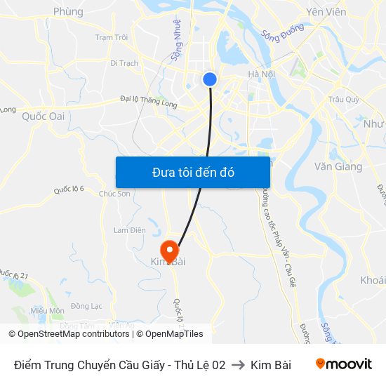 Điểm Trung Chuyển Cầu Giấy - Thủ Lệ 02 to Kim Bài map