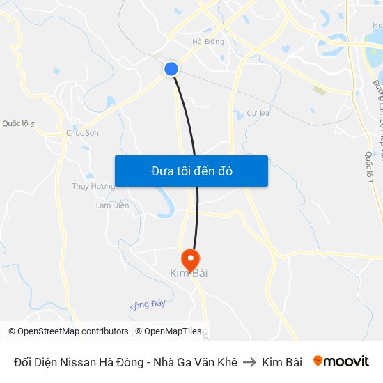 Đối Diện Nissan Hà Đông - Nhà Ga Văn Khê to Kim Bài map