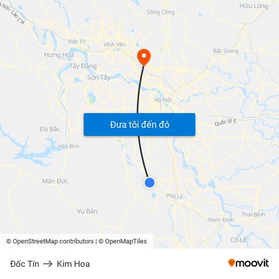 Đốc Tín to Kim Hoa map