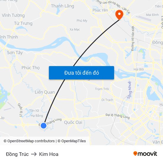 Đồng Trúc to Kim Hoa map