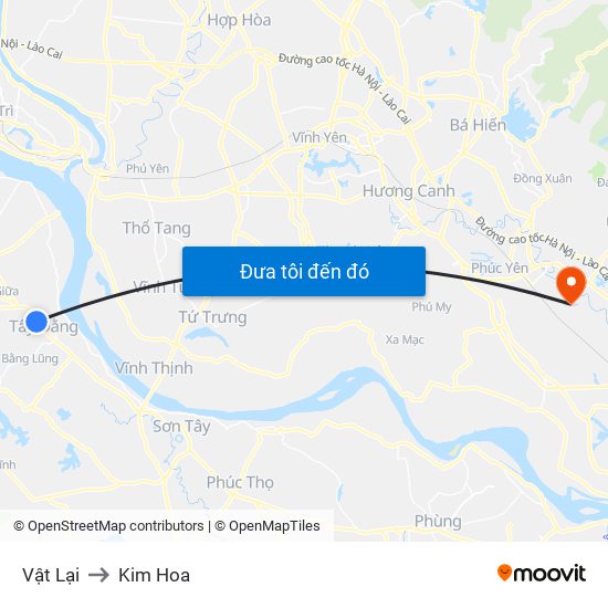 Vật Lại to Kim Hoa map