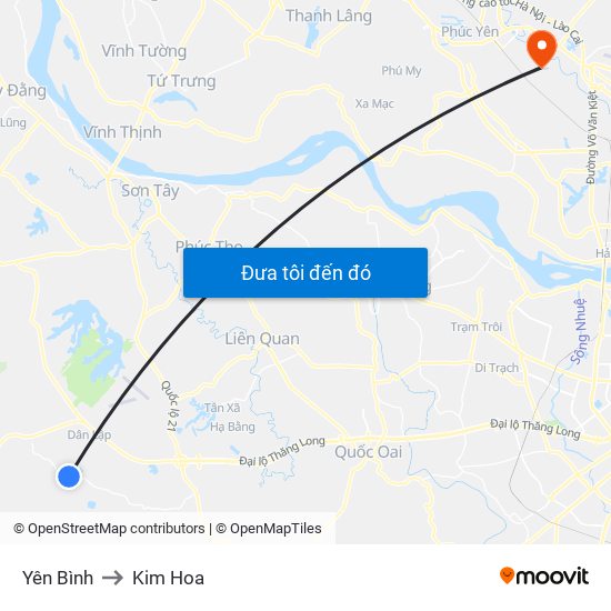 Yên Bình to Kim Hoa map