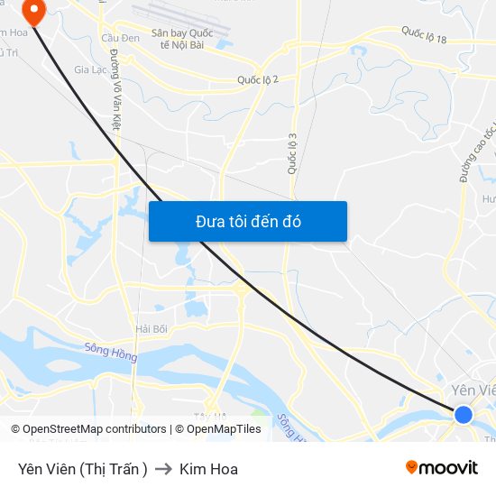 Yên Viên (Thị Trấn ) to Kim Hoa map