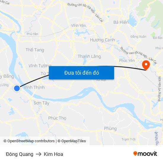 Đông Quang to Kim Hoa map