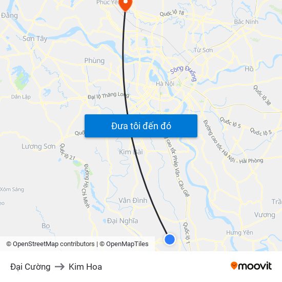 Đại Cường to Kim Hoa map