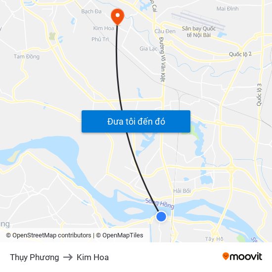 Thụy Phương to Kim Hoa map