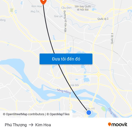 Phú Thượng to Kim Hoa map