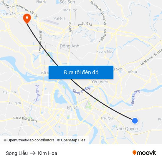 Song Liễu to Kim Hoa map