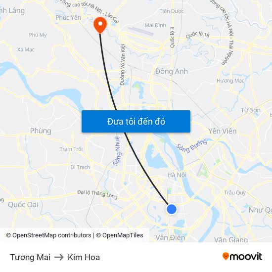 Tương Mai to Kim Hoa map