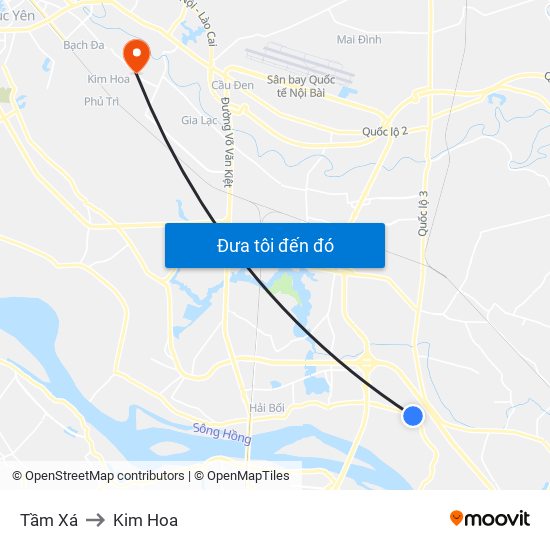 Tầm Xá to Kim Hoa map