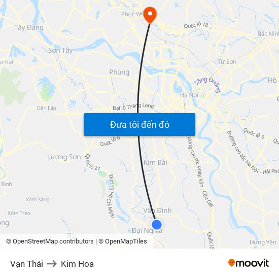 Vạn Thái to Kim Hoa map