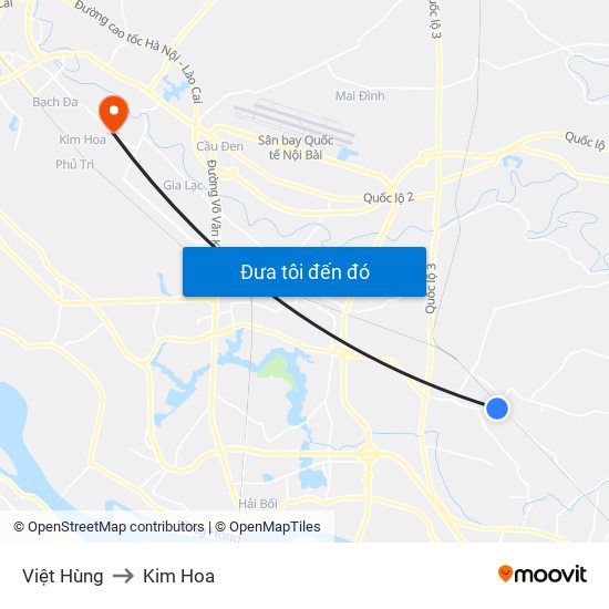 Việt Hùng to Kim Hoa map