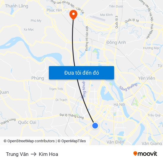 Trung Văn to Kim Hoa map