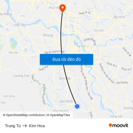 Trung Tú to Kim Hoa map