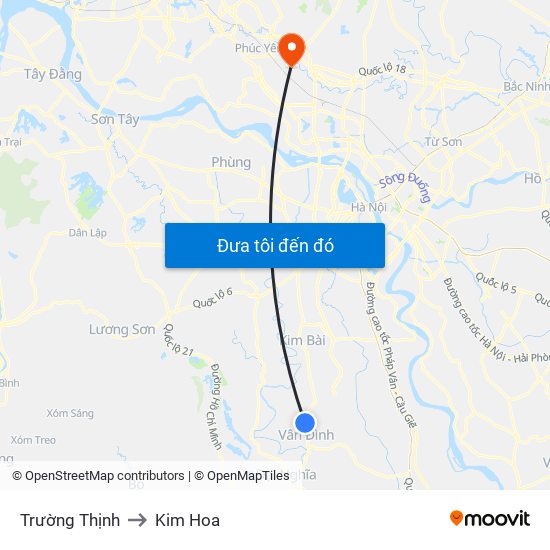 Trường Thịnh to Kim Hoa map