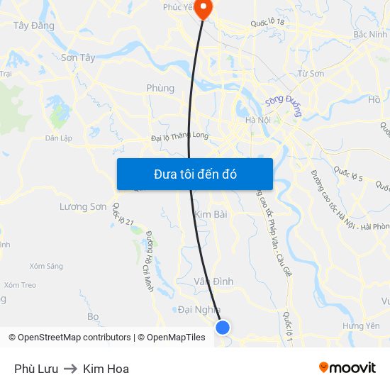 Phù Lưu to Kim Hoa map