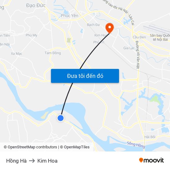 Hồng Hà to Kim Hoa map