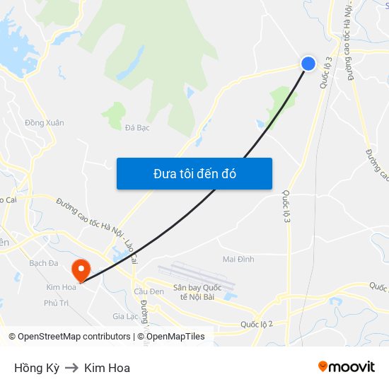 Hồng Kỳ to Kim Hoa map