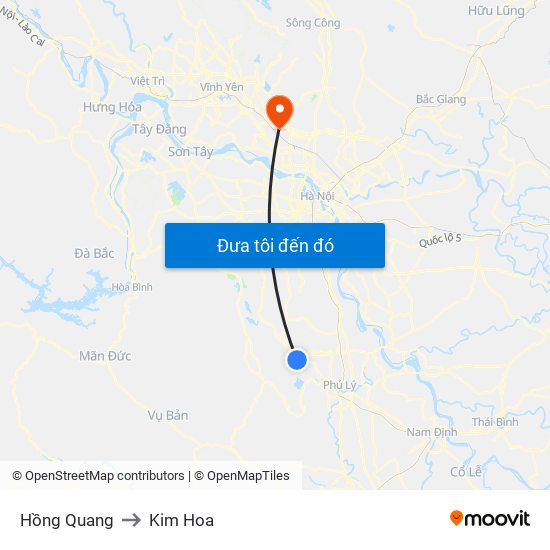 Hồng Quang to Kim Hoa map