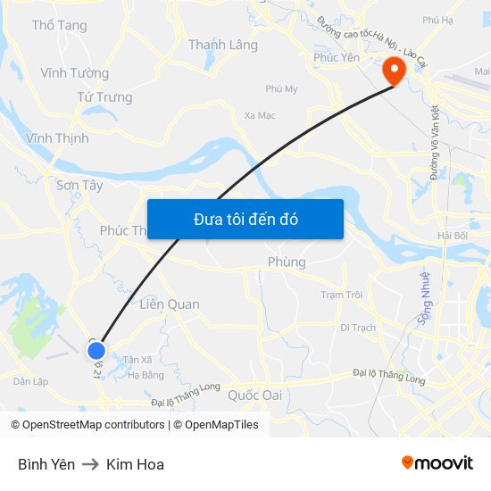 Bình Yên to Kim Hoa map