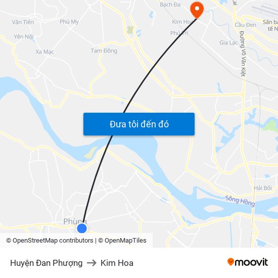 Huyện Đan Phượng to Kim Hoa map