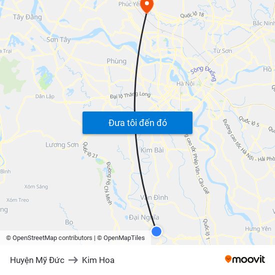 Huyện Mỹ Đức to Kim Hoa map