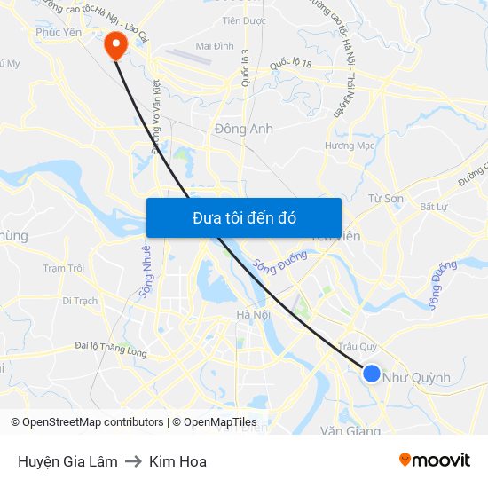 Huyện Gia Lâm to Kim Hoa map
