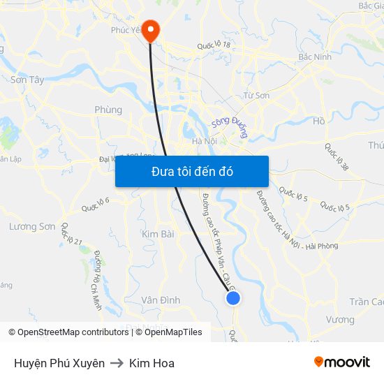 Huyện Phú Xuyên to Kim Hoa map