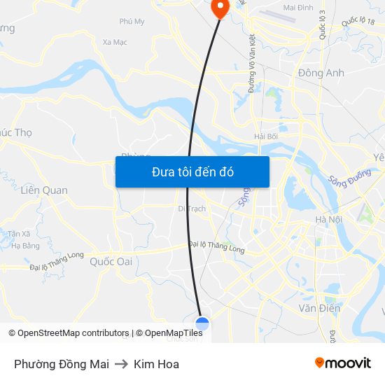Phường Đồng Mai to Kim Hoa map