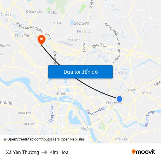 Xã Yên Thường to Kim Hoa map
