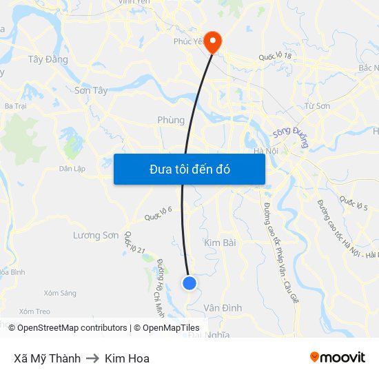 Xã Mỹ Thành to Kim Hoa map