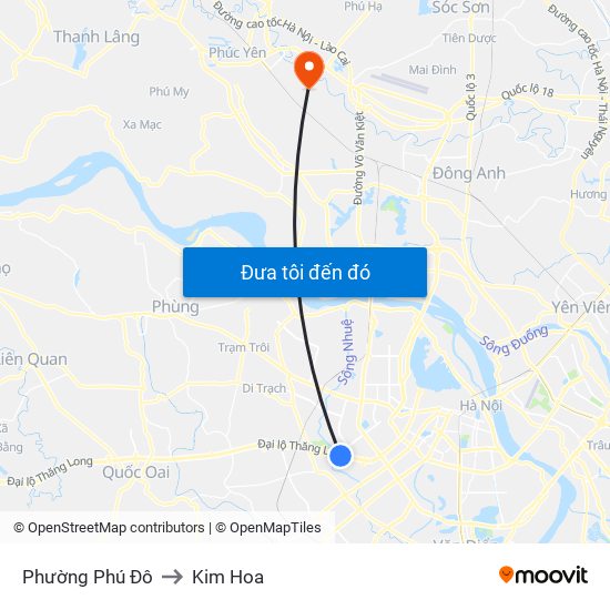Phường Phú Đô to Kim Hoa map